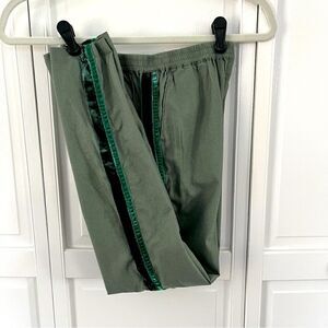 Boden Girls Tuxedo Stripe Olive Army Green Soft Pull On Pants Size 11